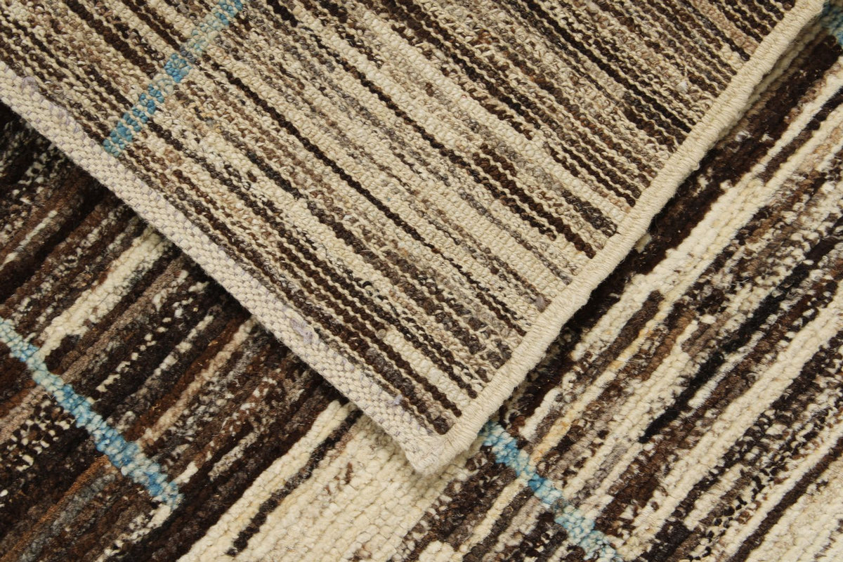 10x13 Brown and Ivory Modern Contemporary Rug