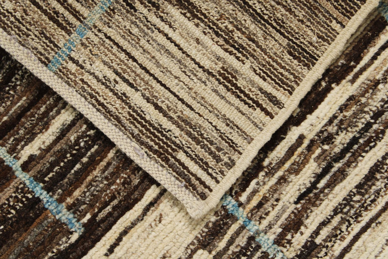 10x13 Brown and Ivory Modern Contemporary Rug