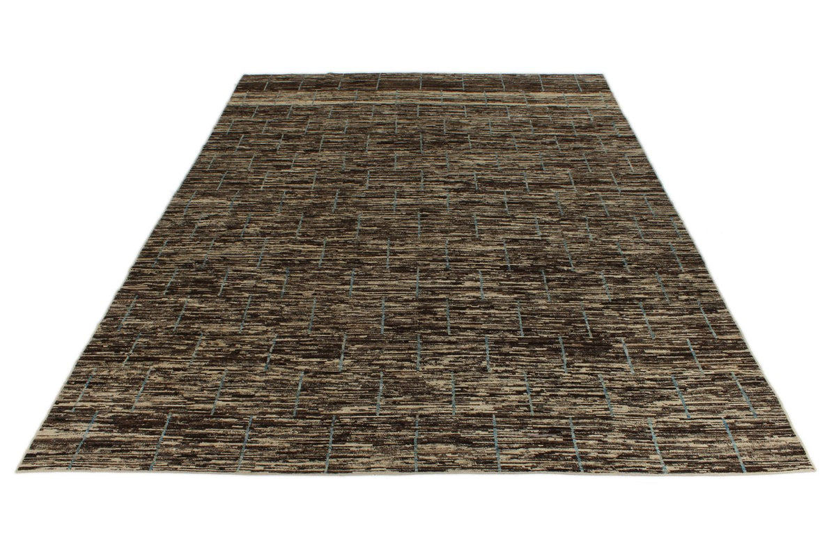 10x13 Brown and Ivory Modern Contemporary Rug