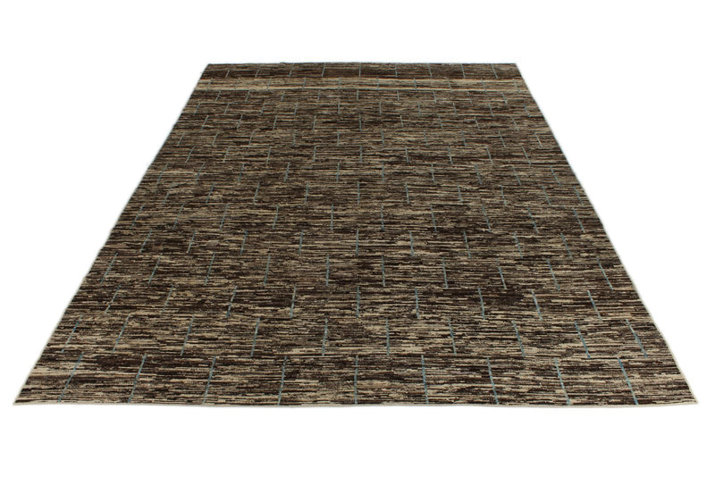 10x13 Brown and Ivory Modern Contemporary Rug