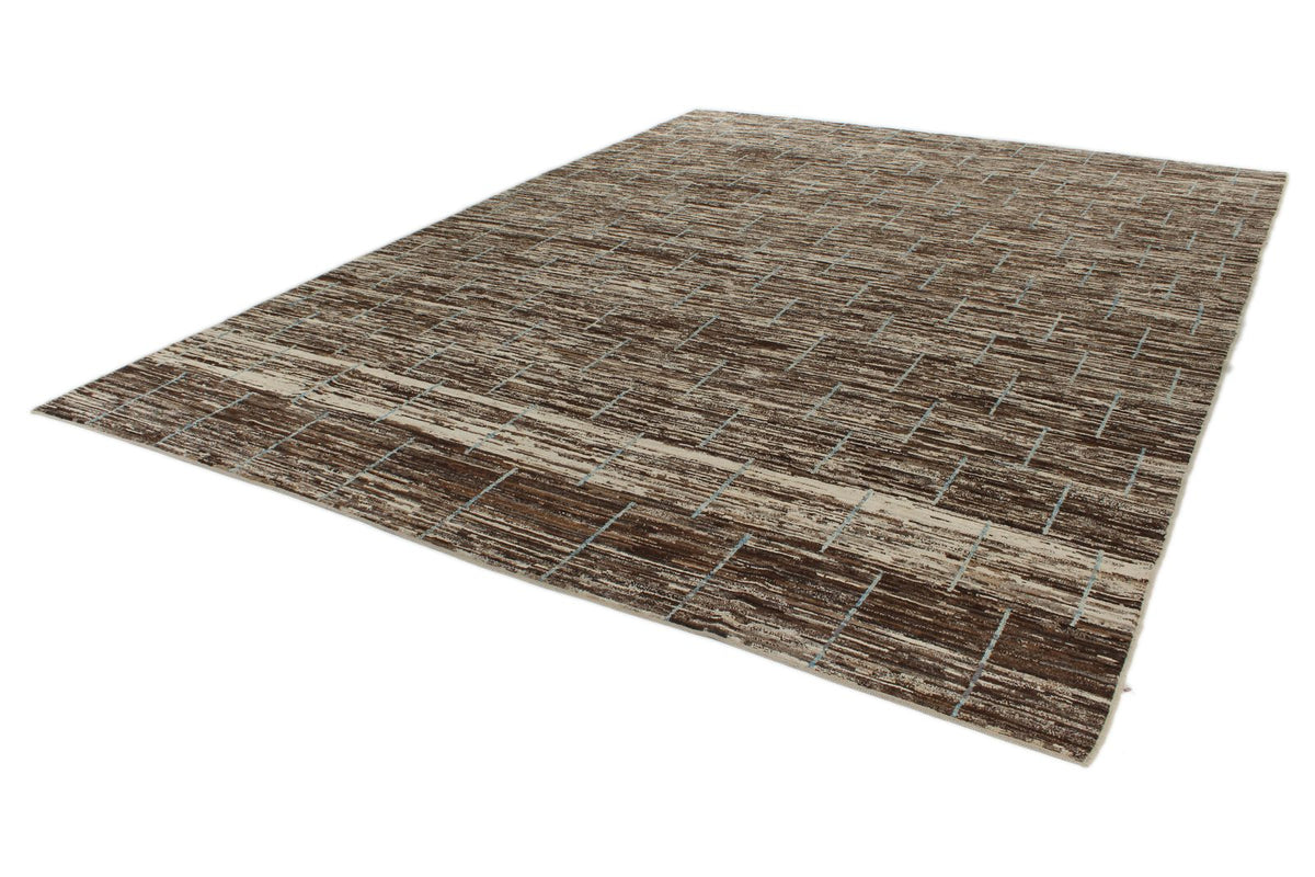 10x13 Brown and Ivory Modern Contemporary Rug