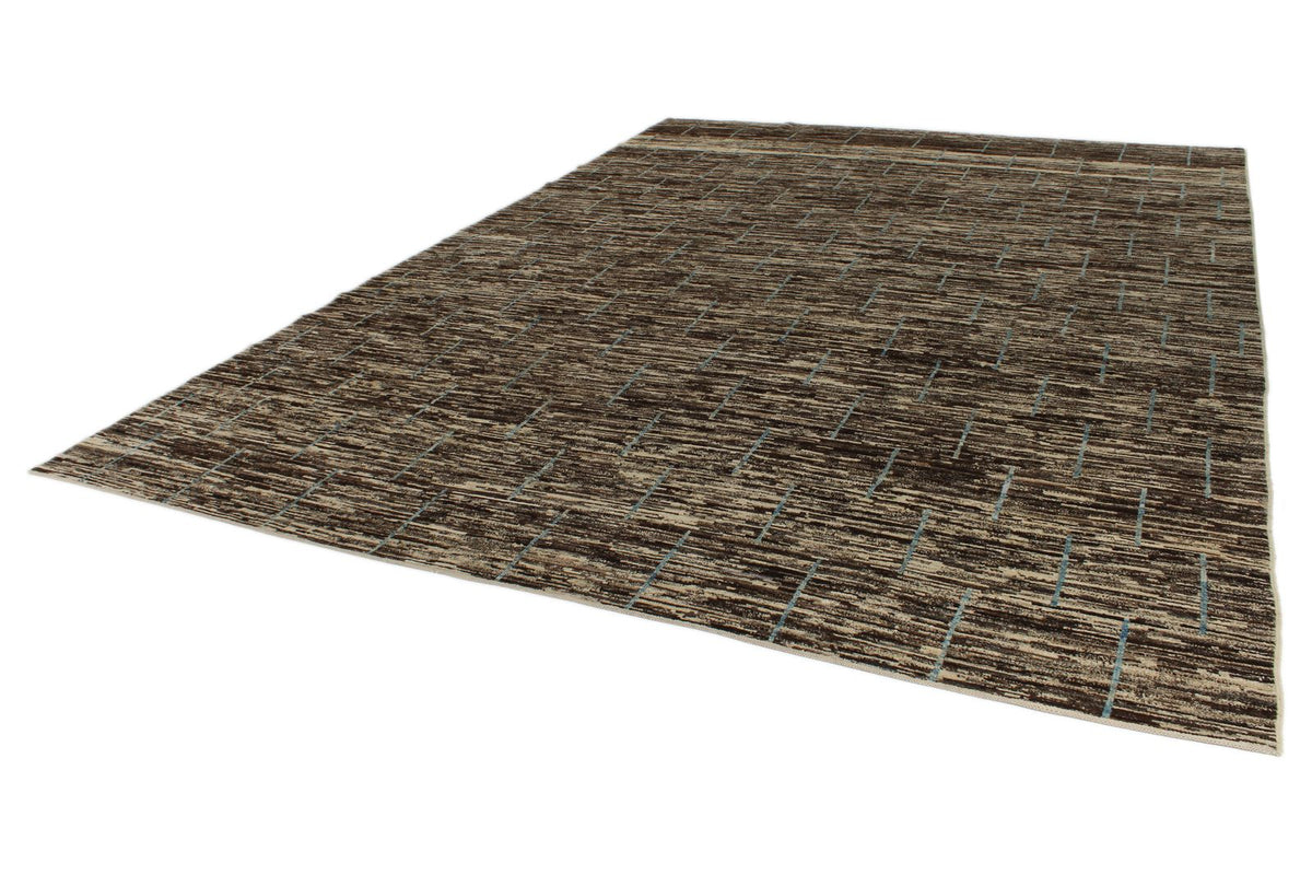 10x13 Brown and Ivory Modern Contemporary Rug