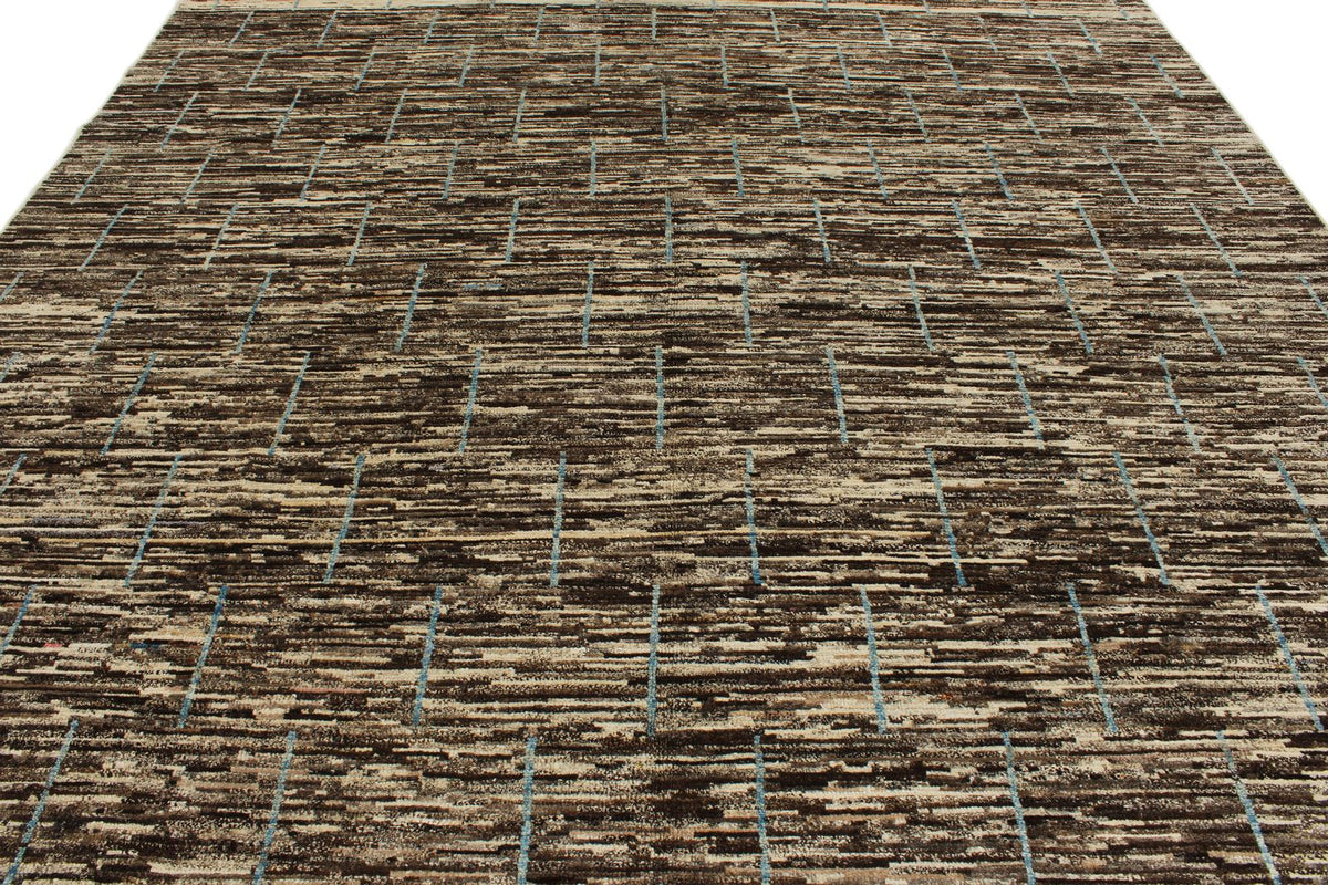 10x13 Brown and Ivory Modern Contemporary Rug