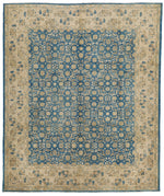 8x9 Blue and Ivory Persian Rug