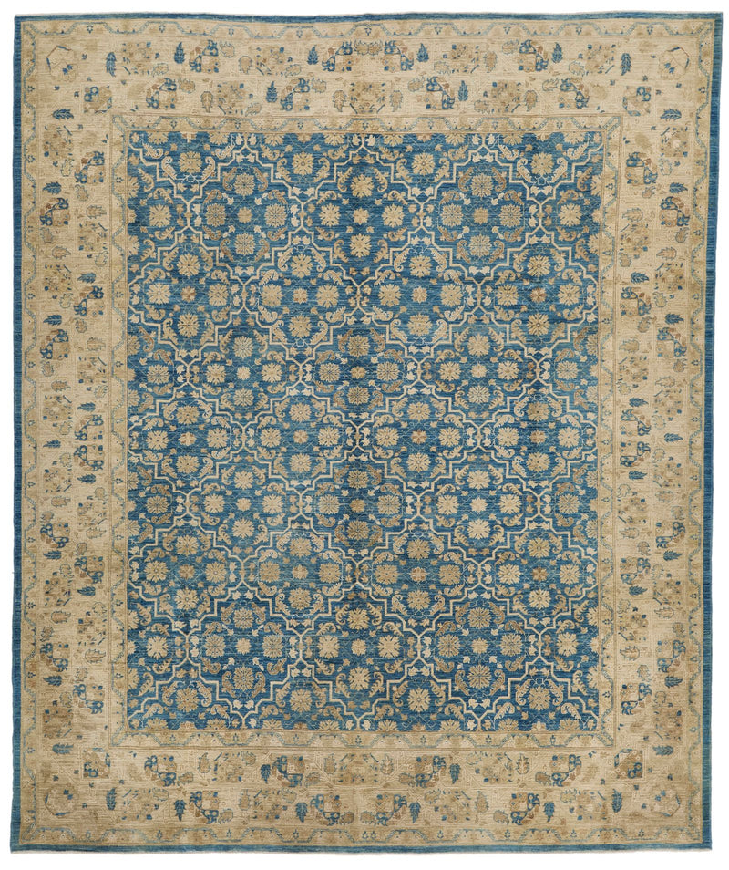 8x9 Blue and Ivory Persian Rug