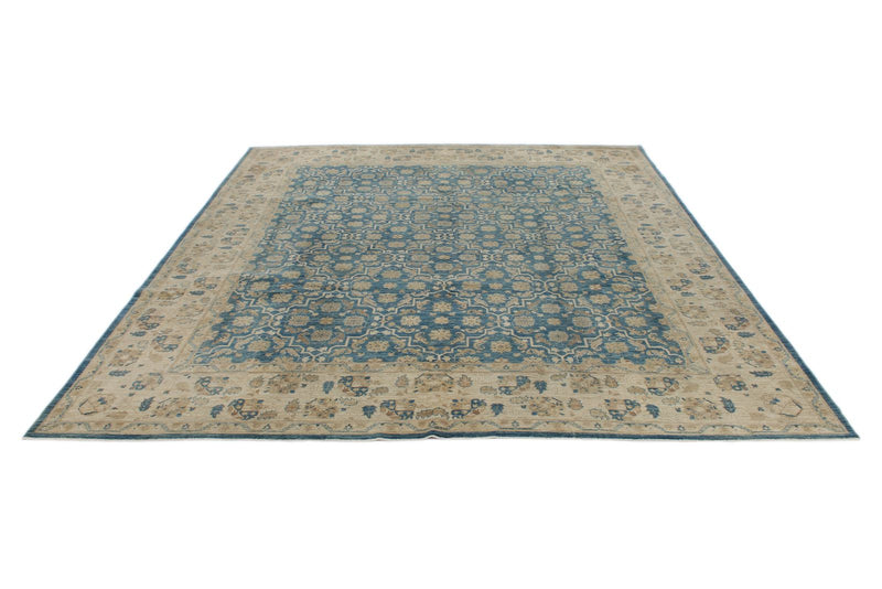 8x9 Blue and Ivory Persian Rug