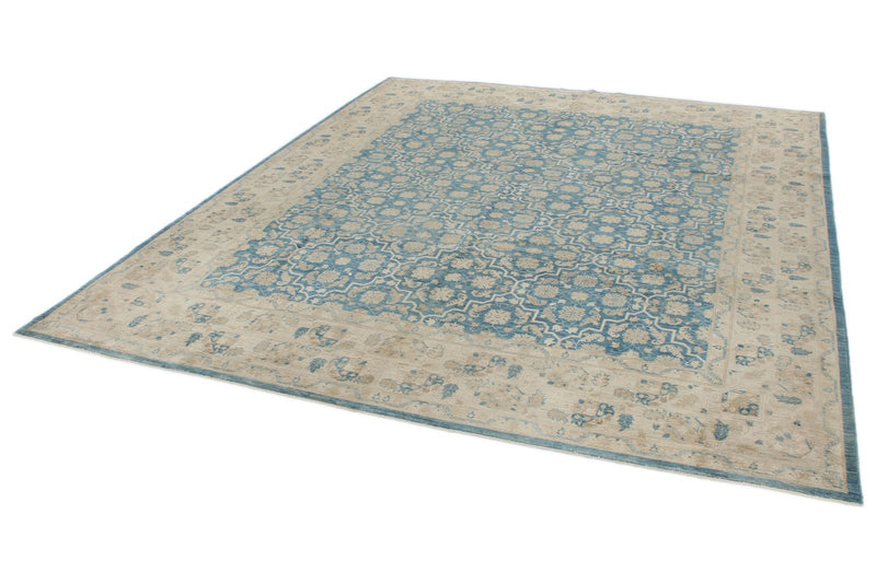 8x9 Blue and Ivory Persian Rug