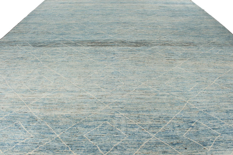 13x19 Blue and Ivory Modern Contemporary Rug