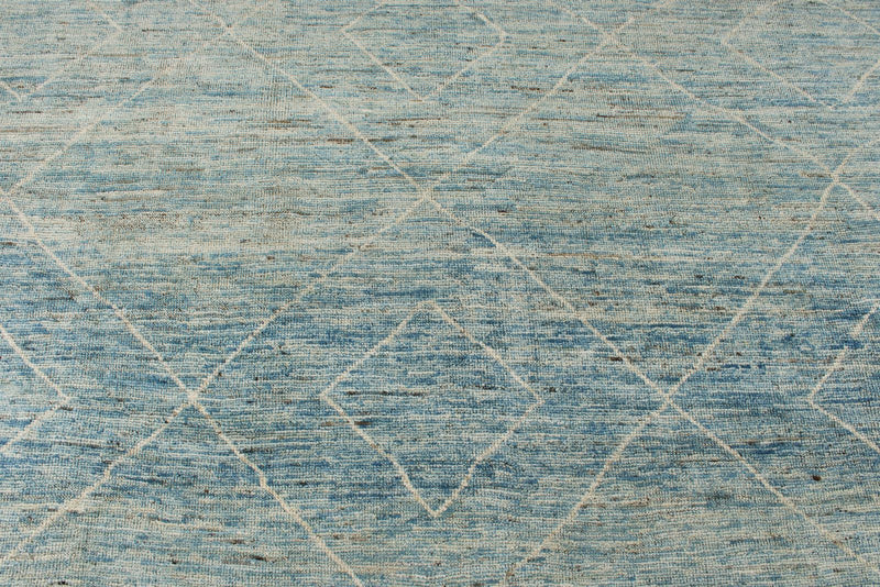 13x19 Blue and Ivory Modern Contemporary Rug