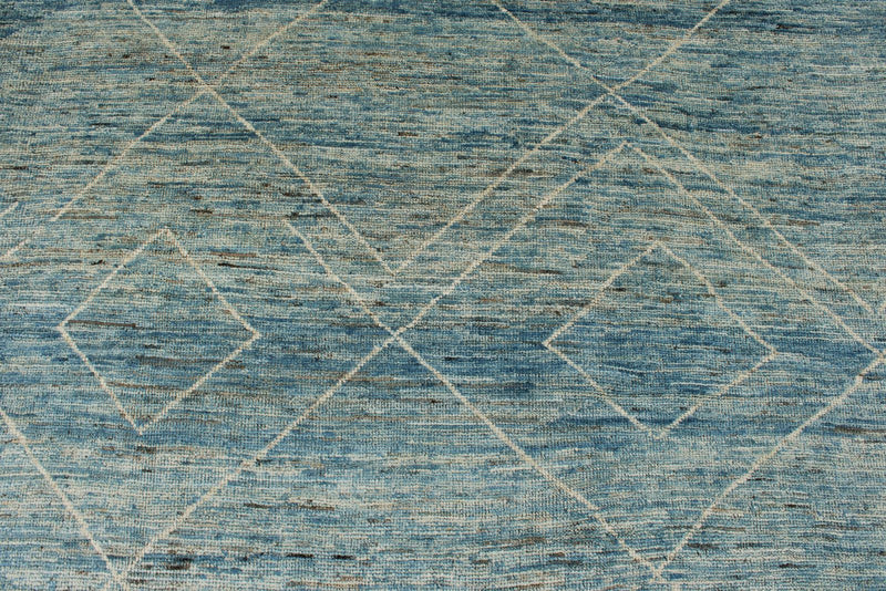 13x19 Blue and Ivory Modern Contemporary Rug