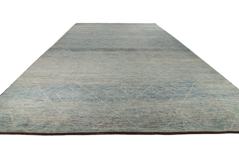 13x19 Blue and Ivory Modern Contemporary Rug