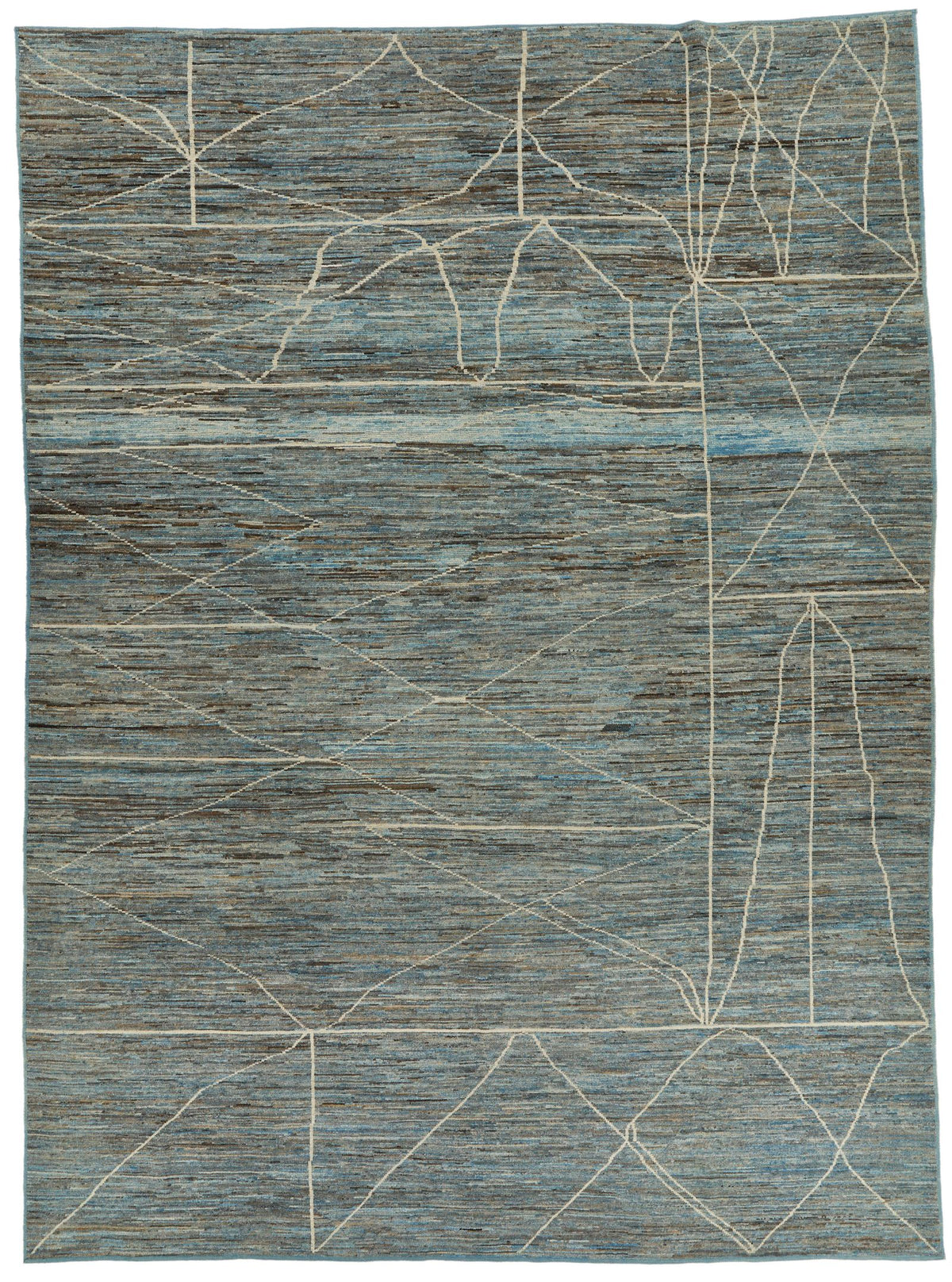 10x14 Blue and Ivory Modern Contemporary Rug