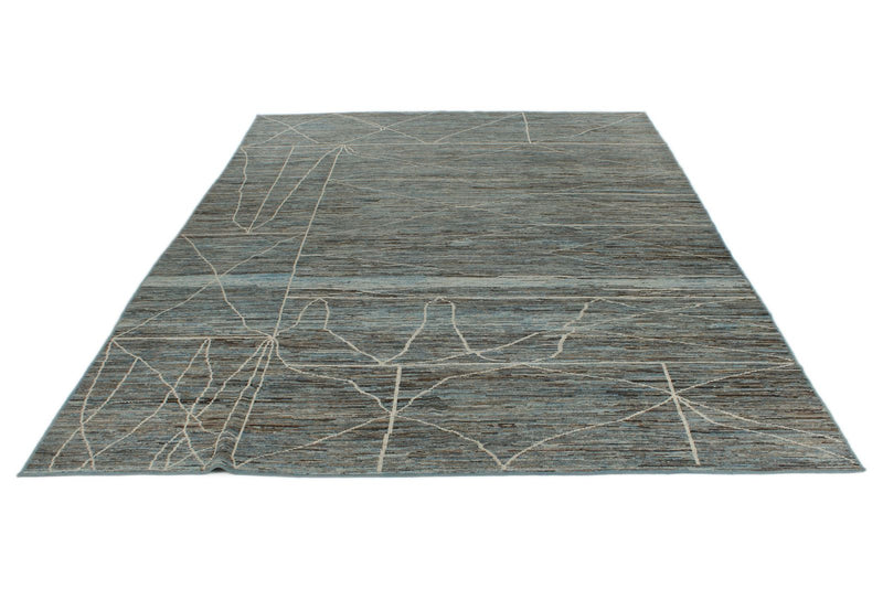 10x14 Blue and Ivory Modern Contemporary Rug