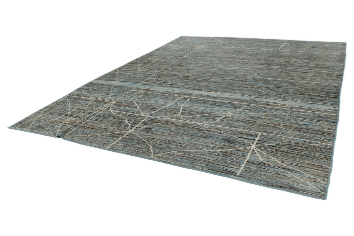 10x14 Blue and Ivory Modern Contemporary Rug