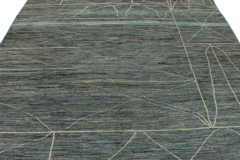 10x14 Blue and Ivory Modern Contemporary Rug