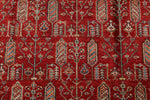 9x12 Red and Ivory Kazak Tribal Rug