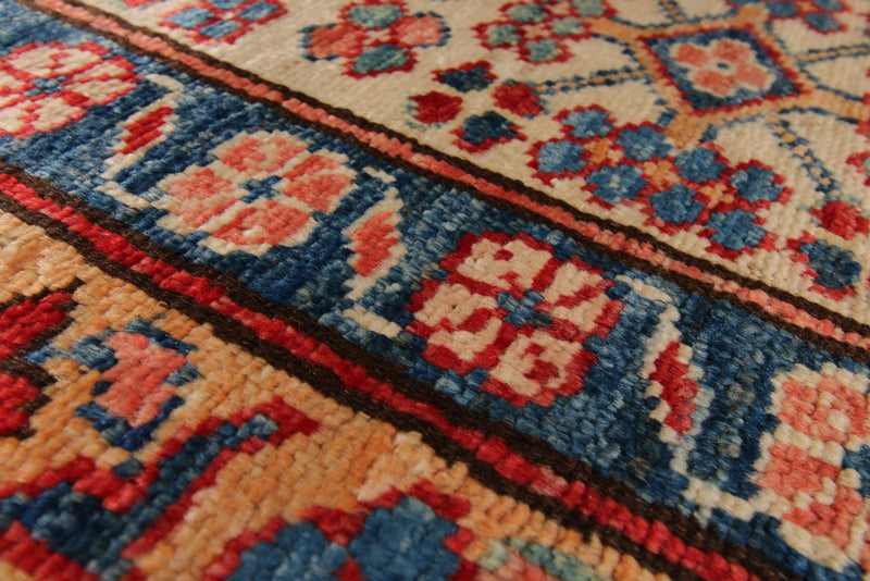 9x12 Red and Ivory Kazak Tribal Rug