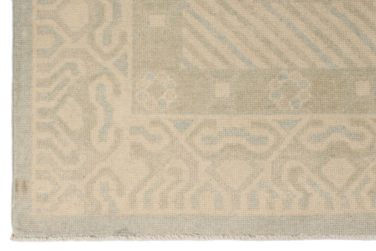 9x12 Light Blue and Ivory Turkish Tribal Rug