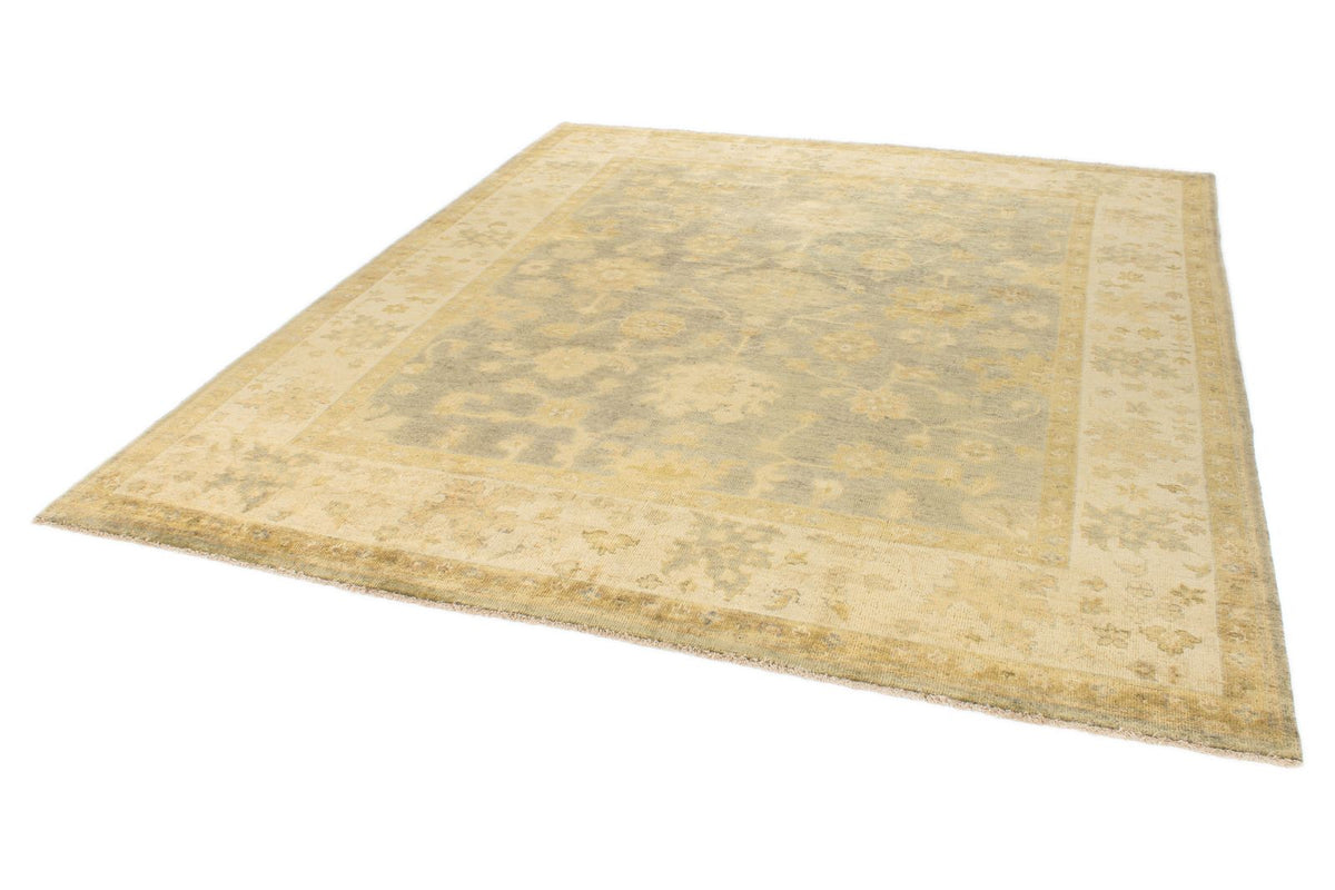 8x10 Gray and Ivory Turkish Oushak Rug