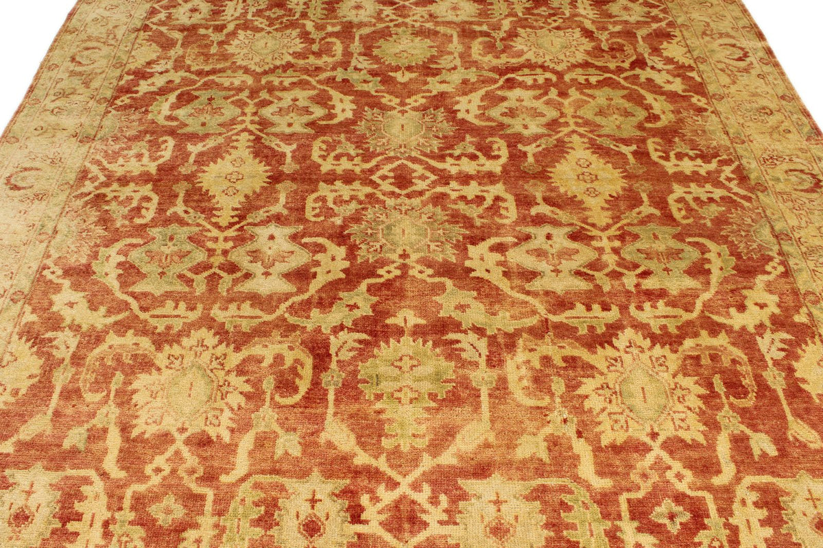 8x10 Red and Gold Turkish Oushak Rug
