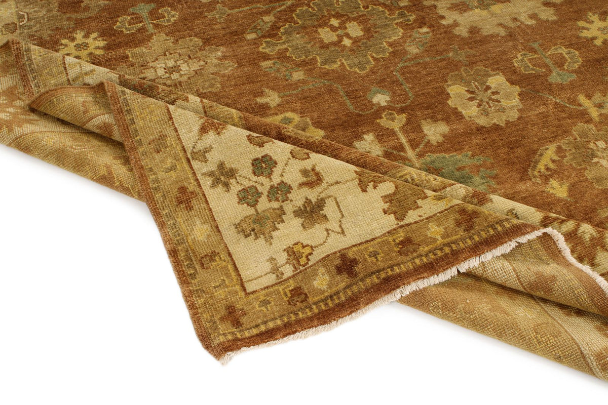 8x10 Brown and Ivory Turkish Oushak Rug