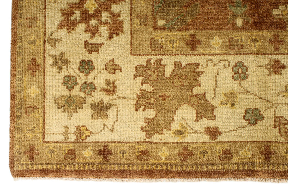8x10 Brown and Ivory Turkish Oushak Rug
