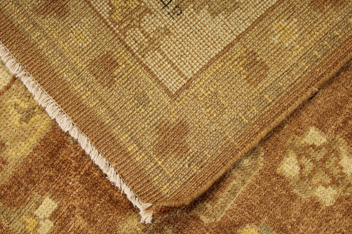 8x10 Brown and Ivory Turkish Oushak Rug