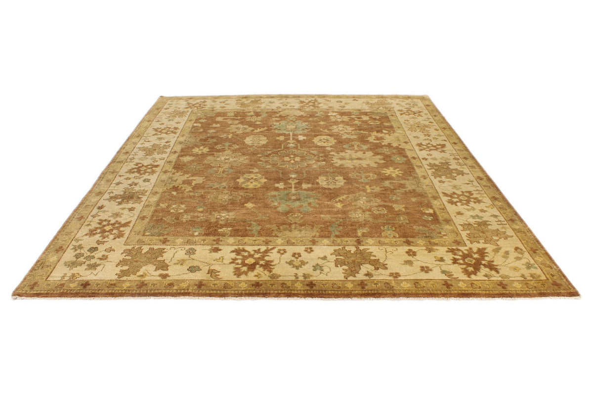 8x10 Brown and Ivory Turkish Oushak Rug