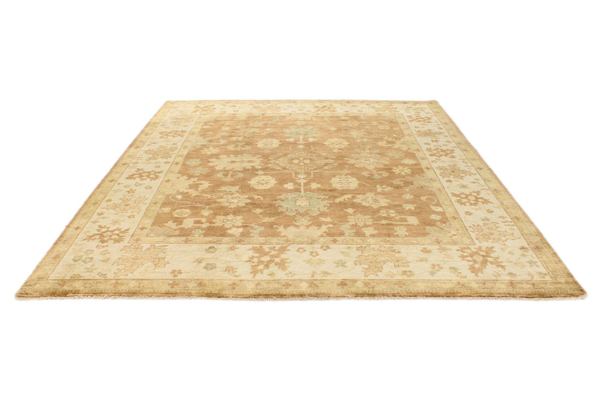 8x10 Brown and Ivory Turkish Oushak Rug