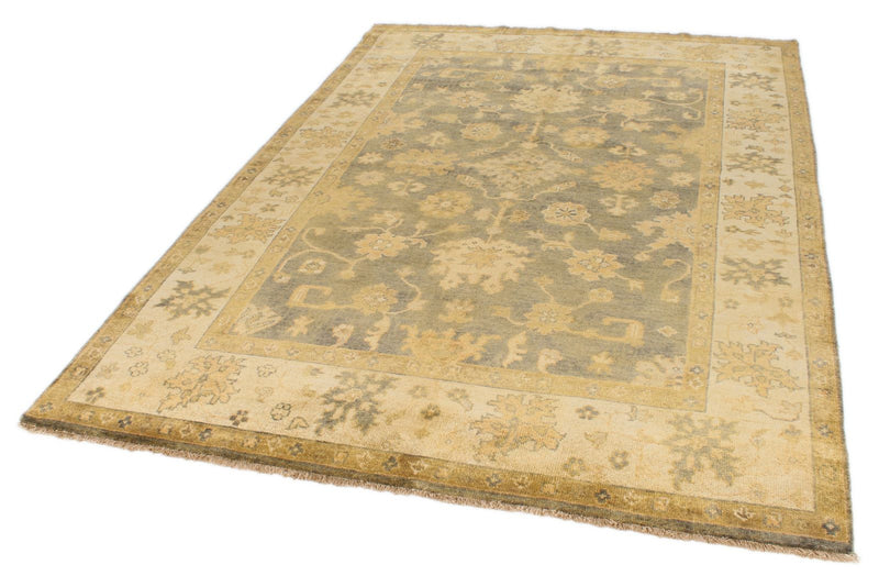 6x9 Gray and Beige Turkish Oushak Rug