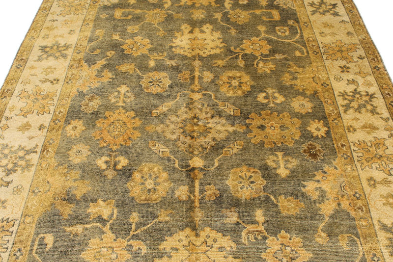 6x9 Gray and Beige Turkish Oushak Rug