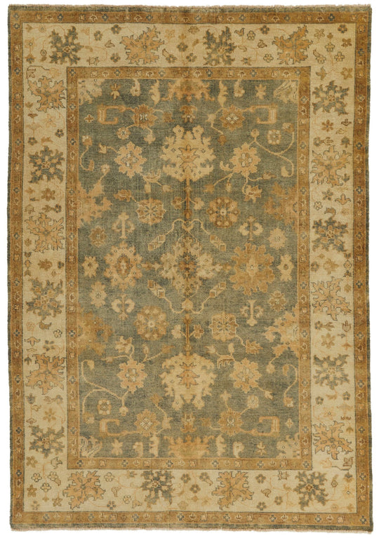 6x9 Gray and Gold Turkish Oushak Rug