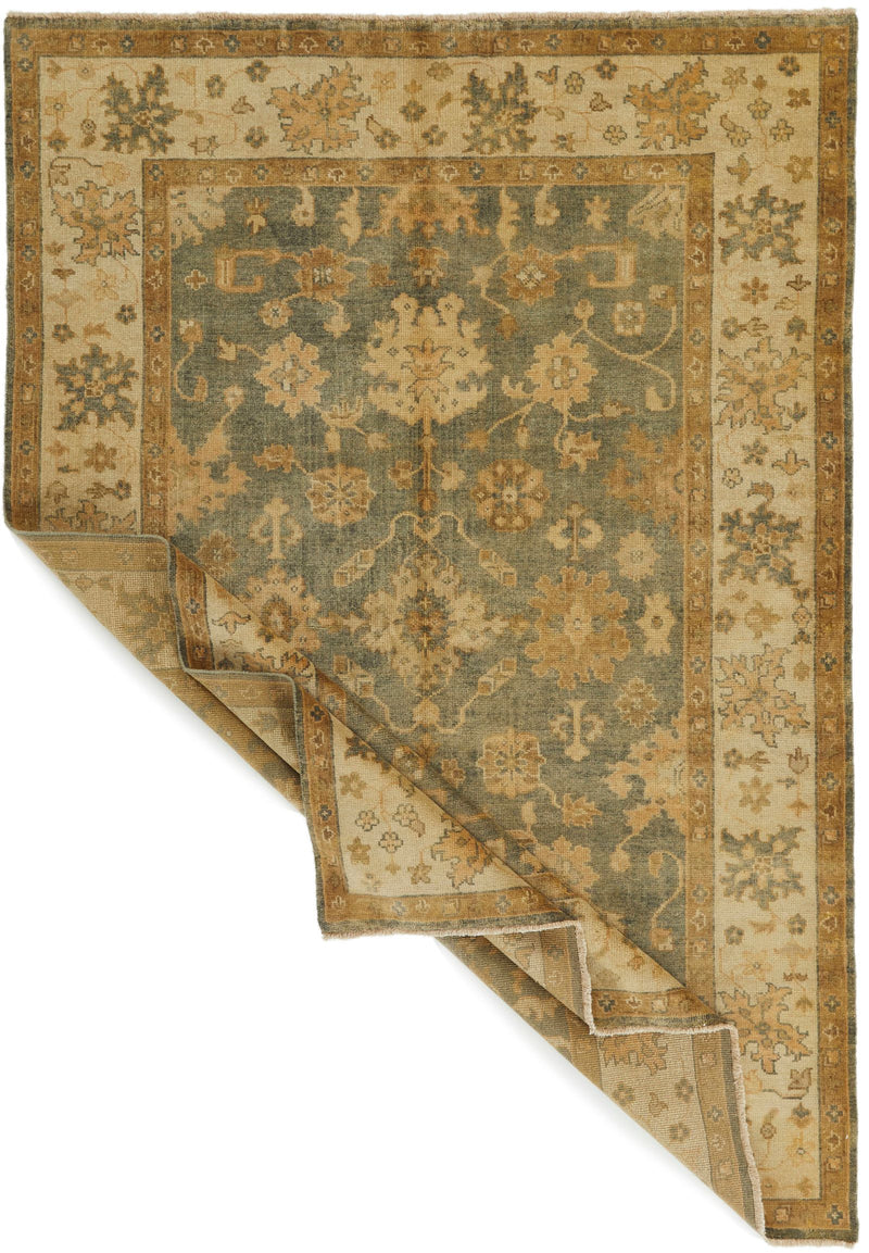 6x9 Gray and Gold Turkish Oushak Rug