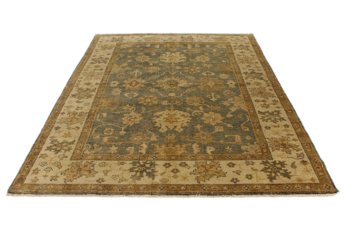 6x9 Gray and Gold Turkish Oushak Rug