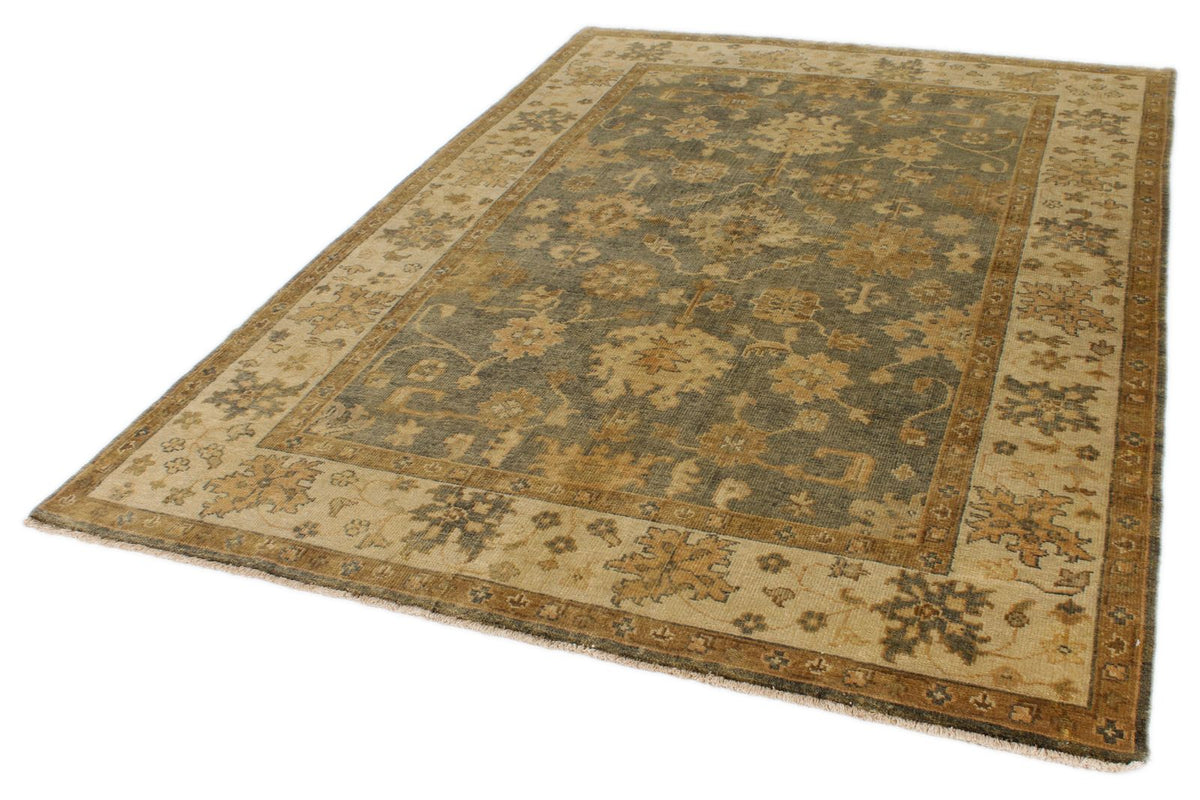 6x9 Gray and Gold Turkish Oushak Rug