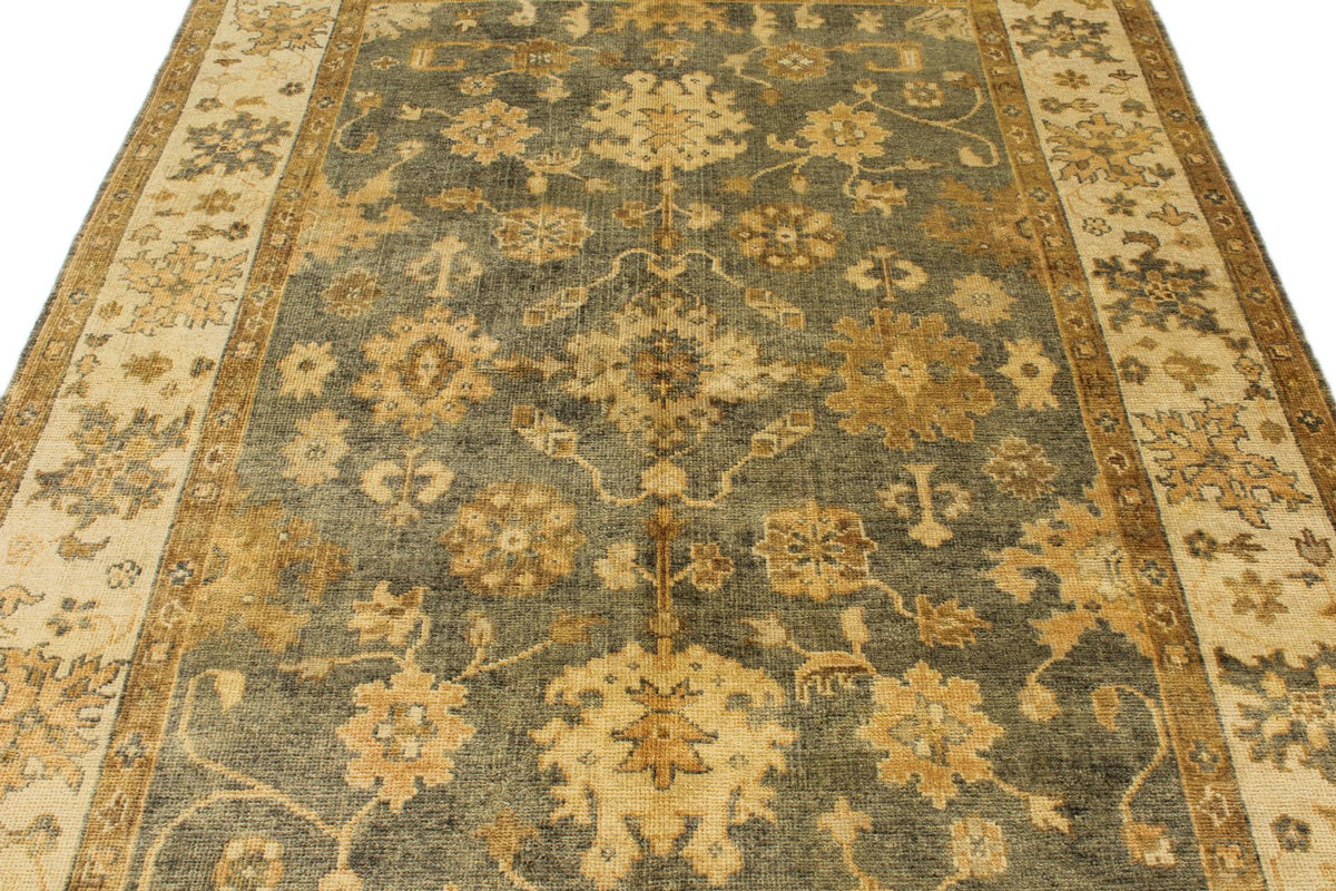 6x9 Gray and Gold Turkish Oushak Rug