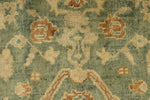 6x9 Green and Ivory Turkish Oushak Rug