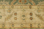 6x9 Green and Ivory Turkish Oushak Rug