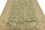 6x9 Green and Ivory Turkish Oushak Rug