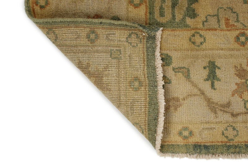 6x9 Green and Ivory Turkish Oushak Rug
