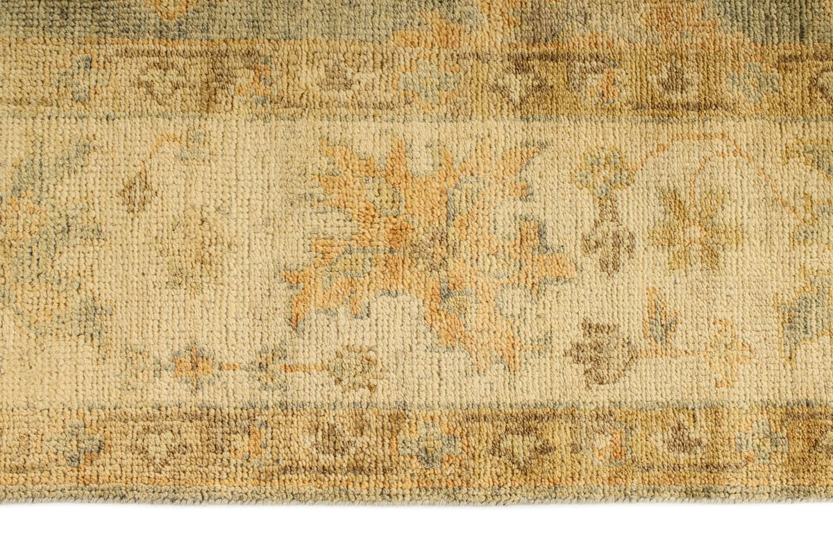 6x9 Blue and Ivory Turkish Oushak Rug