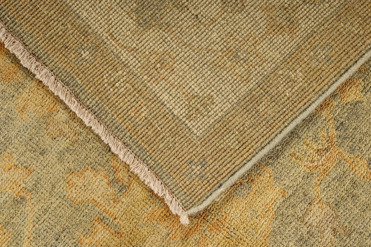 6x9 Blue and Ivory Turkish Oushak Rug