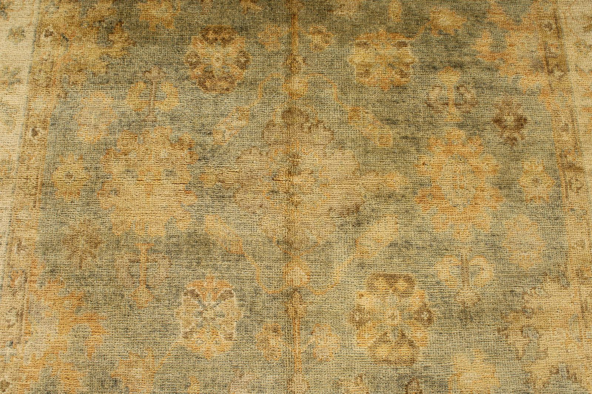 6x9 Blue and Ivory Turkish Oushak Rug