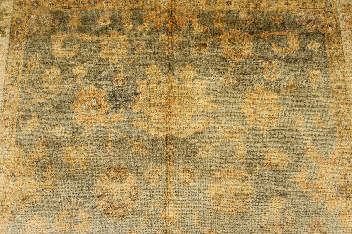 6x9 Blue and Ivory Turkish Oushak Rug