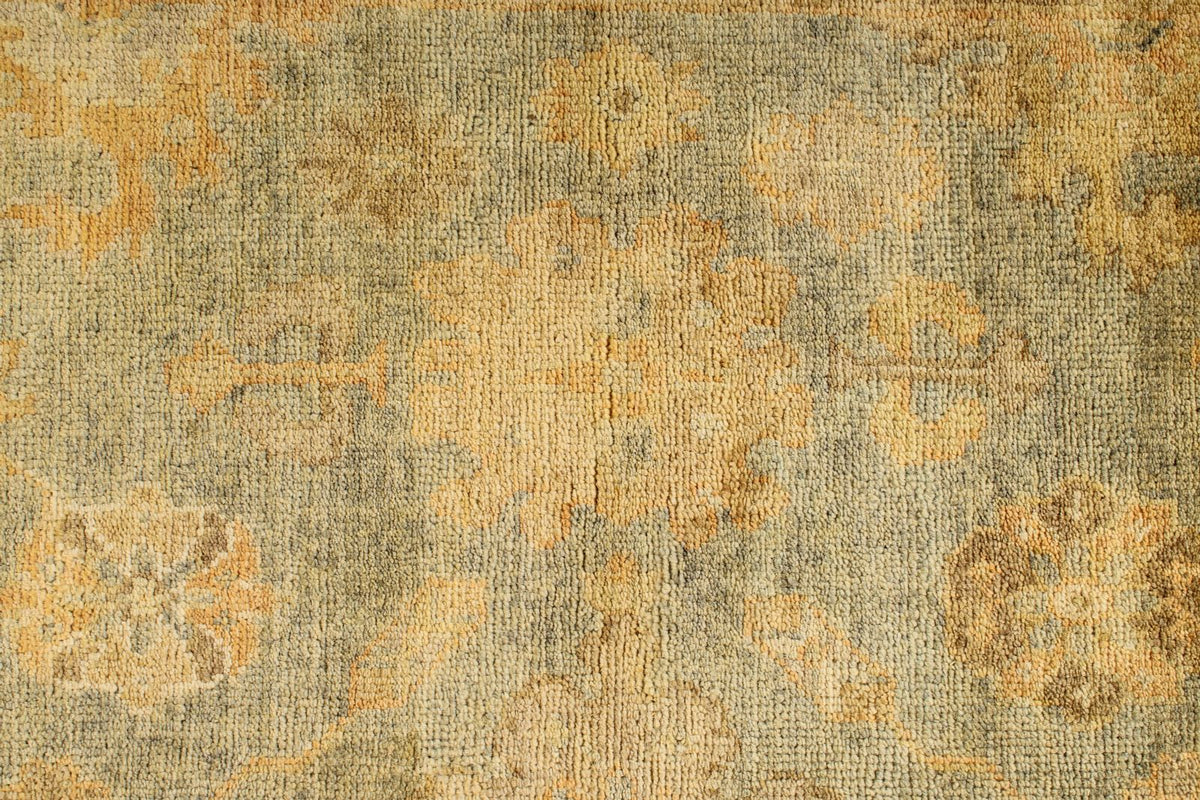 6x9 Blue and Ivory Turkish Oushak Rug