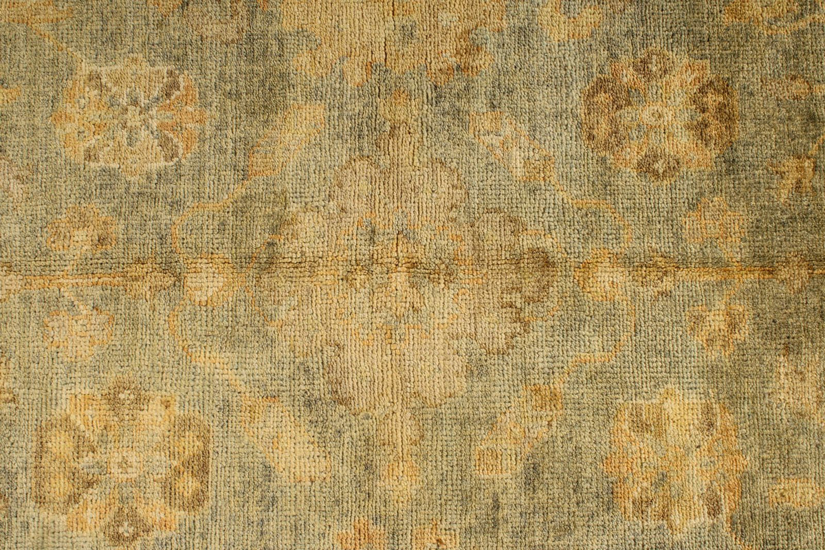 6x9 Blue and Ivory Turkish Oushak Rug