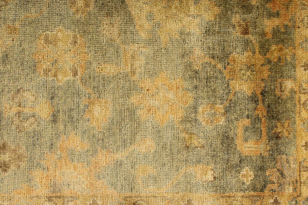 6x9 Blue and Ivory Turkish Oushak Rug