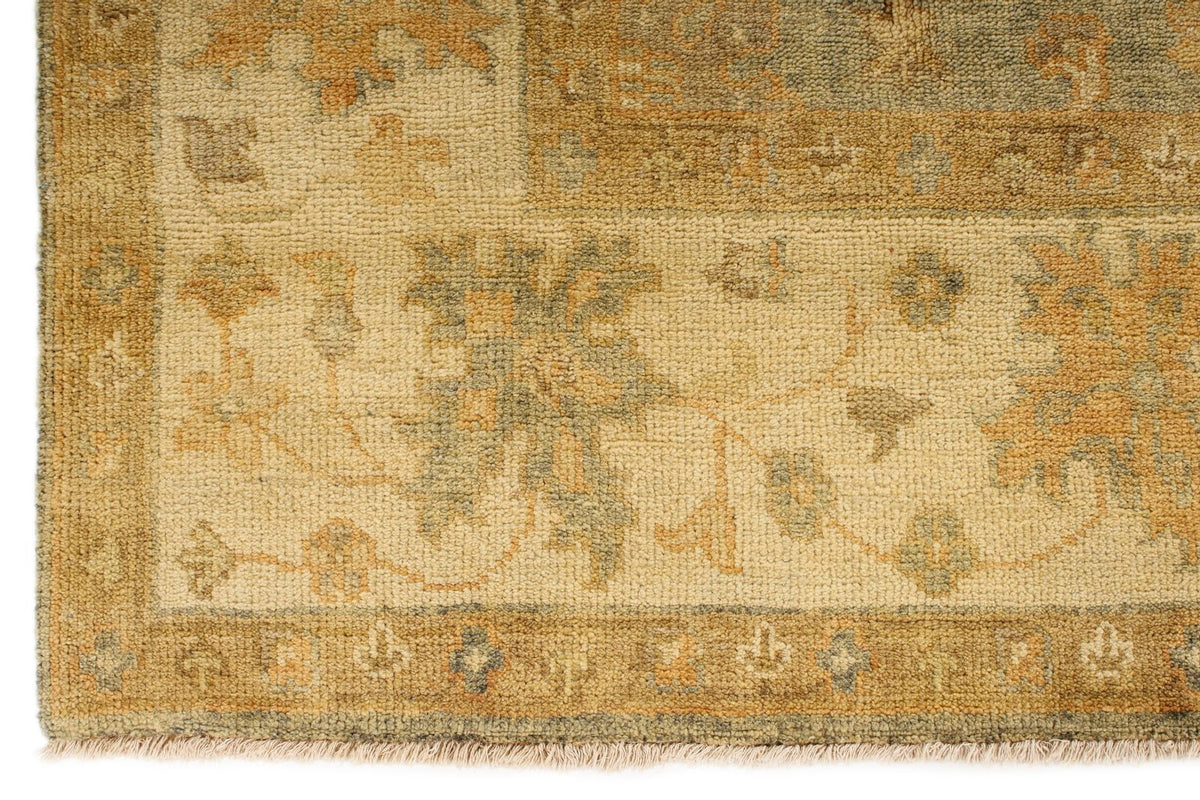 6x9 Blue and Ivory Turkish Oushak Rug