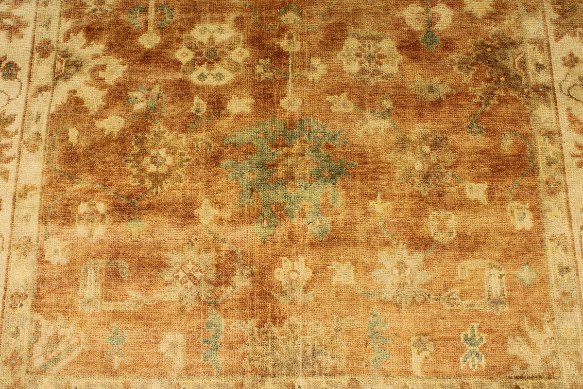 6x9 Rust and Ivory Turkish Oushak Rug
