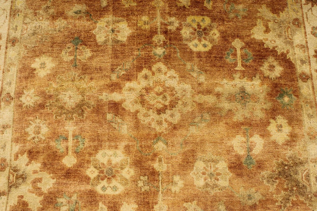 6x9 Rust and Ivory Turkish Oushak Rug